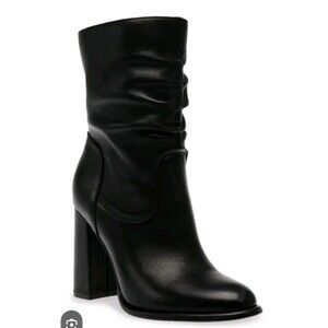 NEW Steve Madden Vector Leather Black Boots Women 9 Slouchy Mid calf MSRP $175
